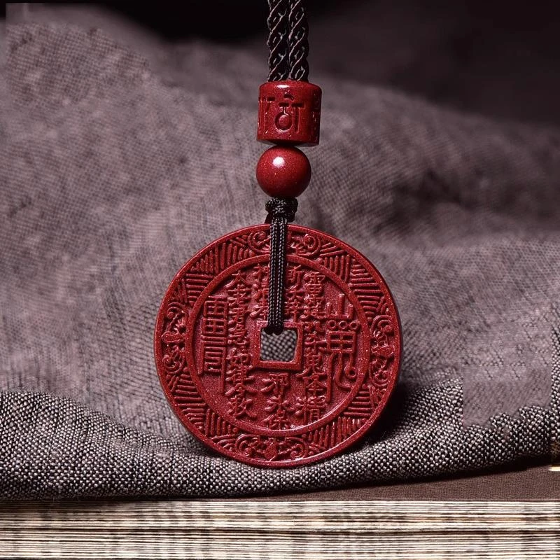 含辰砂工艺品高含量紫金砂山鬼花钱吊坠