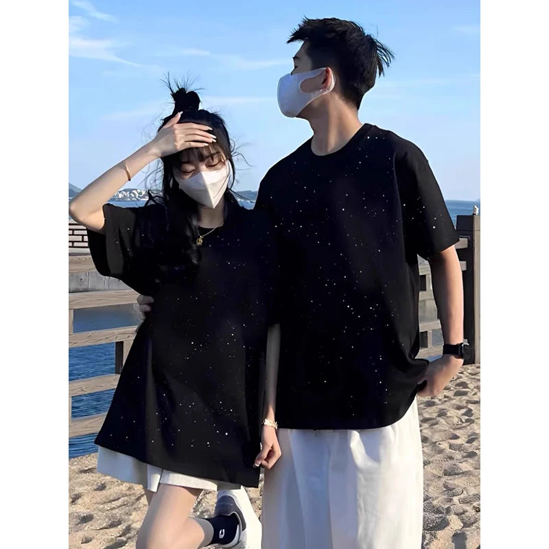 满天星春夏男士ins短袖T恤衫小众体恤休闲百搭美式衣服情侣上衣