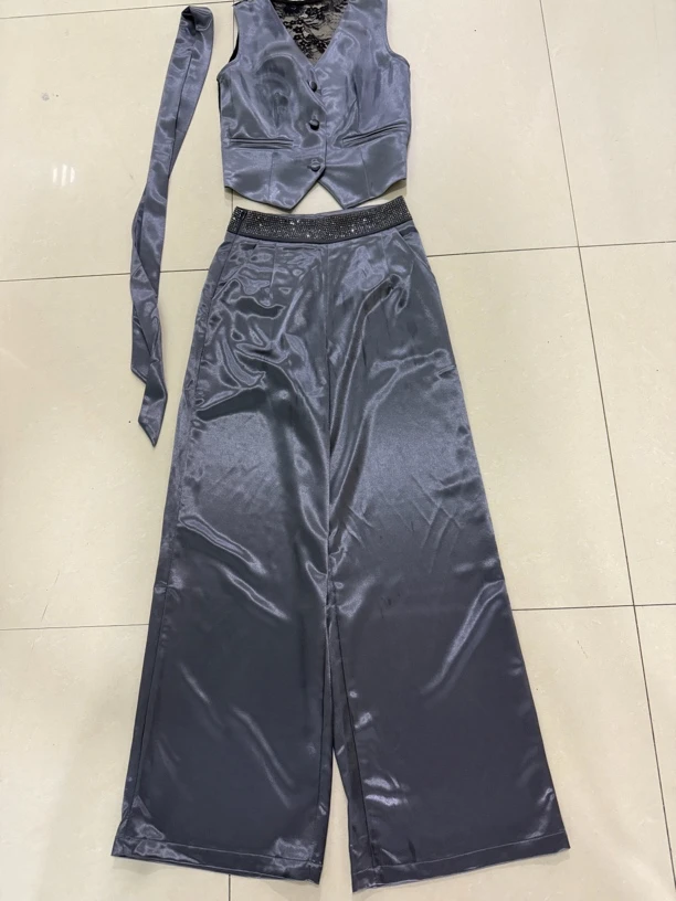 858【琴公子专属】时尚修身2025夏季轻熟风气质显瘦阔腿裤套装