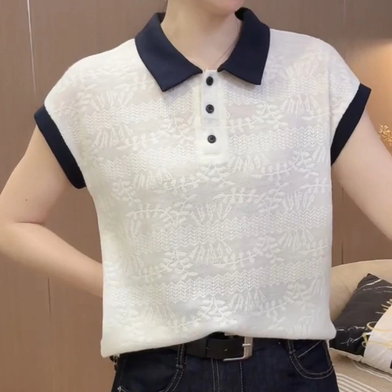 新品针织网纱雪花夏季晾感透气不闷热短袖LK2504629