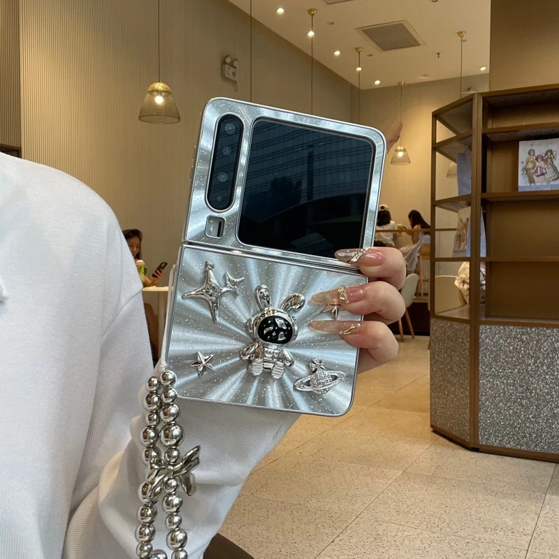 适用华为purax手机壳银色极光纹小胖子阔折叠屏典藏版手提保护壳