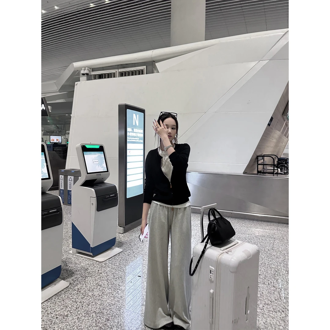 5werkwen 实穿挂 慵懒风阔腿宽松舒适拖地卫裤