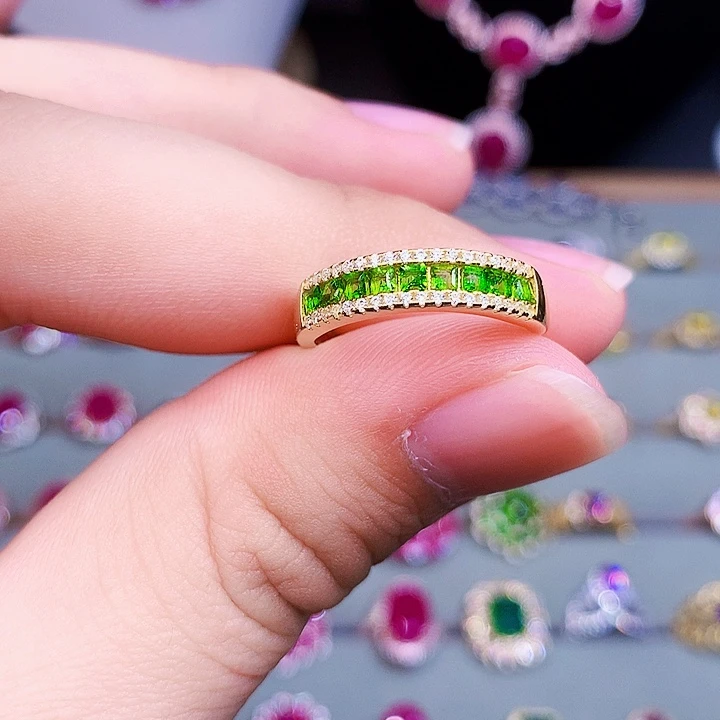 戒指银S925镶嵌透辉石