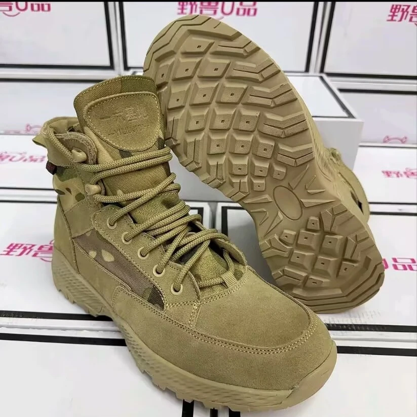 1613-战四代户外马丁靴男士沙漠靴厚底系带时尚百搭夏季透气复古