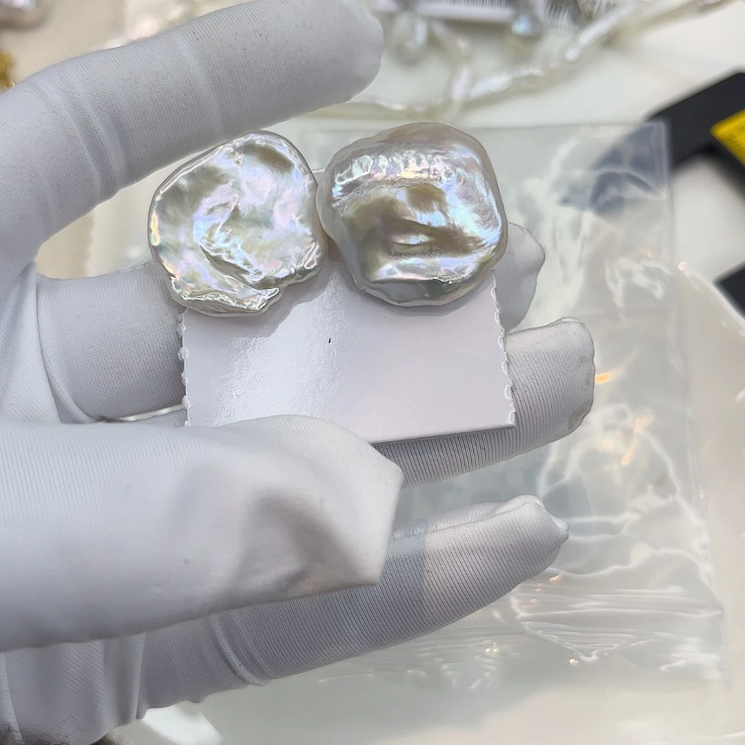 耳饰银S925镶嵌淡水珍珠