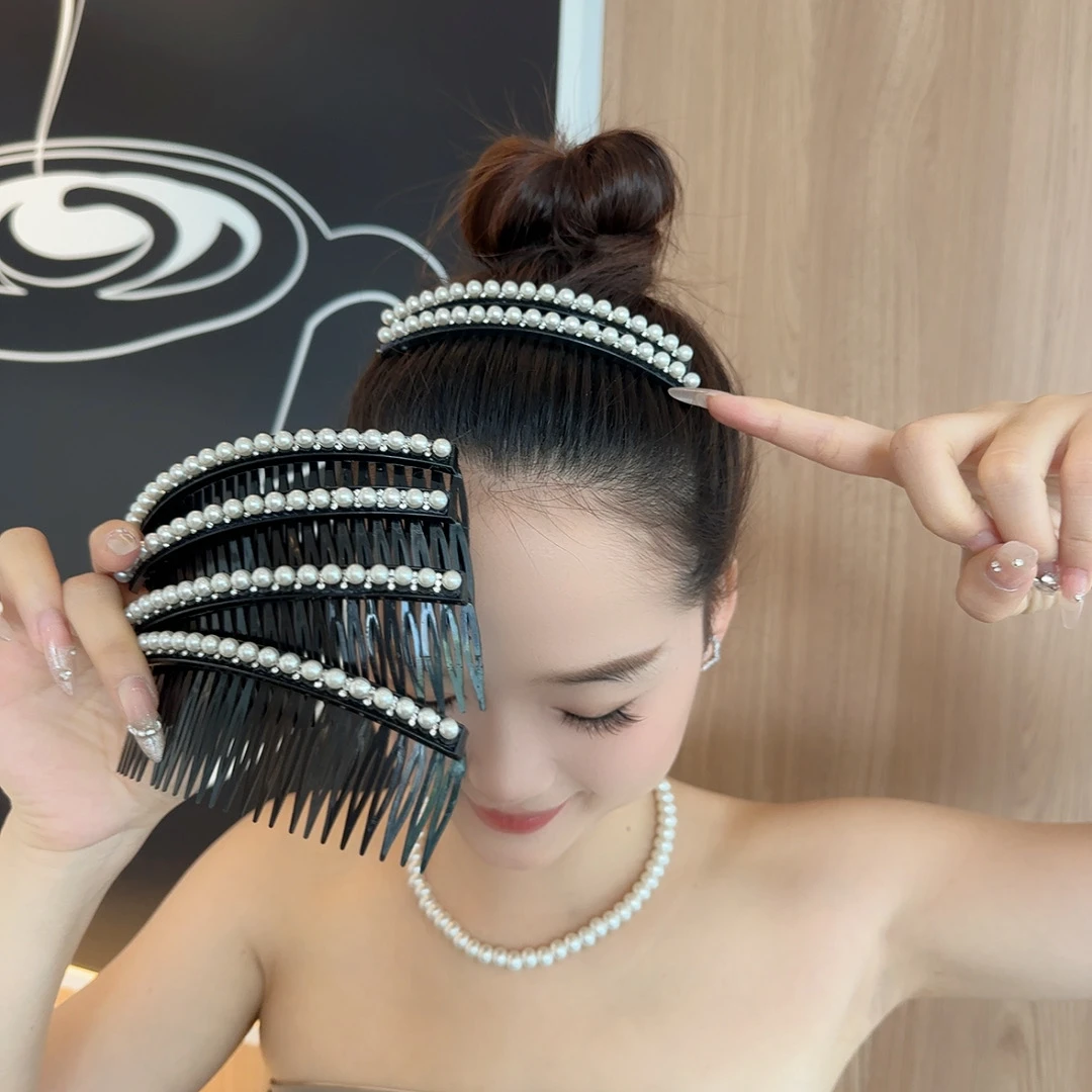 夏季碎发倒插梳白月光水钻珠珠精致碎发夹