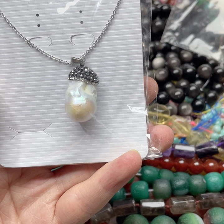 玛瑙/玉髓合金珠宝半成品一条巴洛克项链