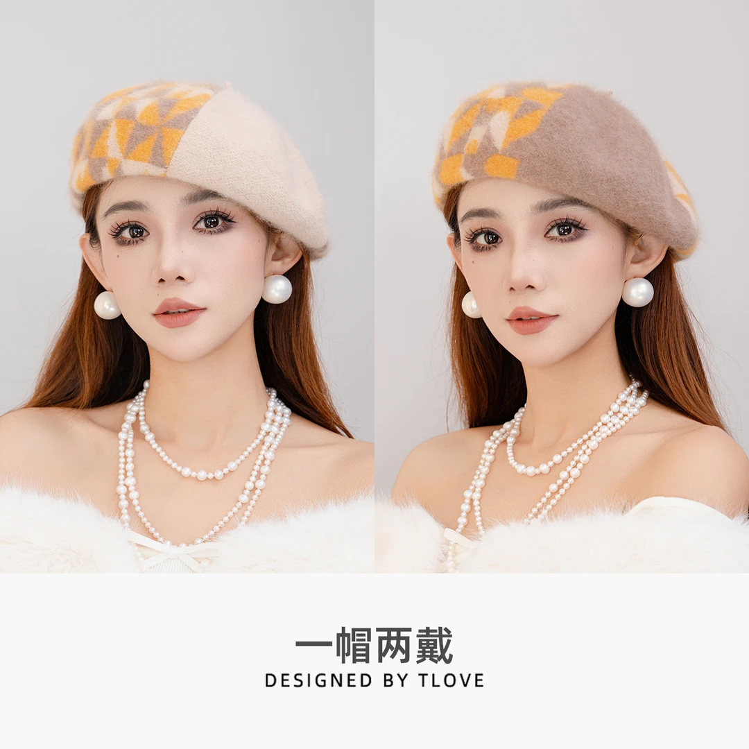 9869时尚百搭渔夫帽女士秋冬季新款舒适保暖羊毛帽子逛街出游盆帽