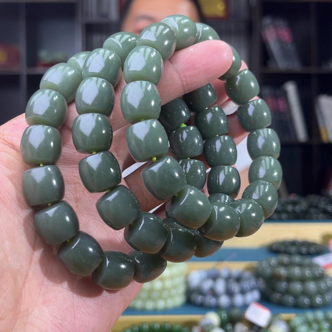 手串未镶嵌和田玉纯天然16年新疆且末冰瓷蓝卡14多样性发其一