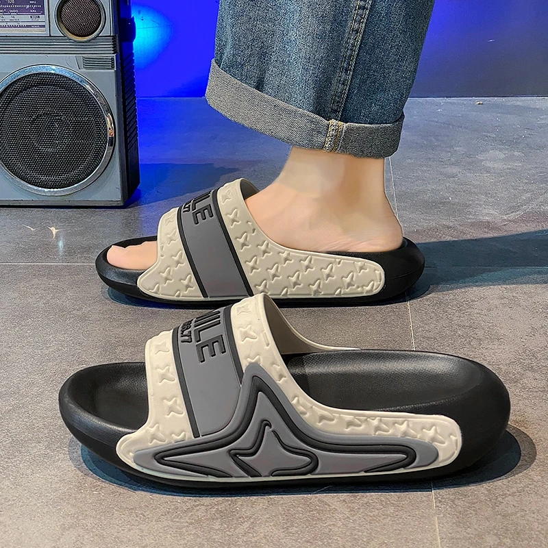 踩屎感拖鞋男夏季外穿防滑防臭厚底凉拖男士青少年沙滩运动一字拖