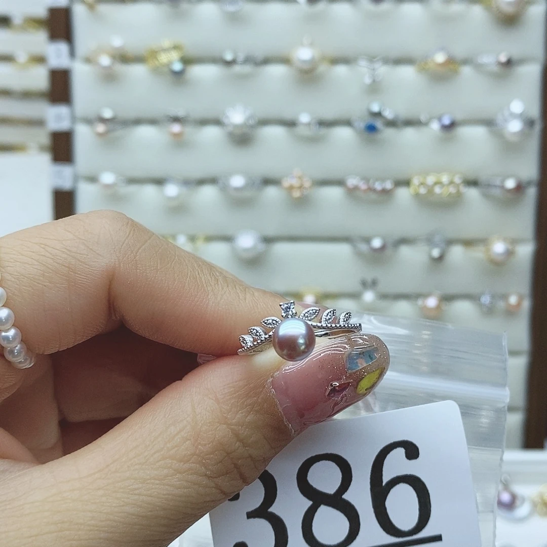淡水珍珠戒指银S925镶嵌龙**贝386