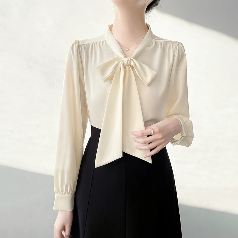 韩帛雅2025爆款设计感法式高级感衬衫女士衬衣可外穿精致打底