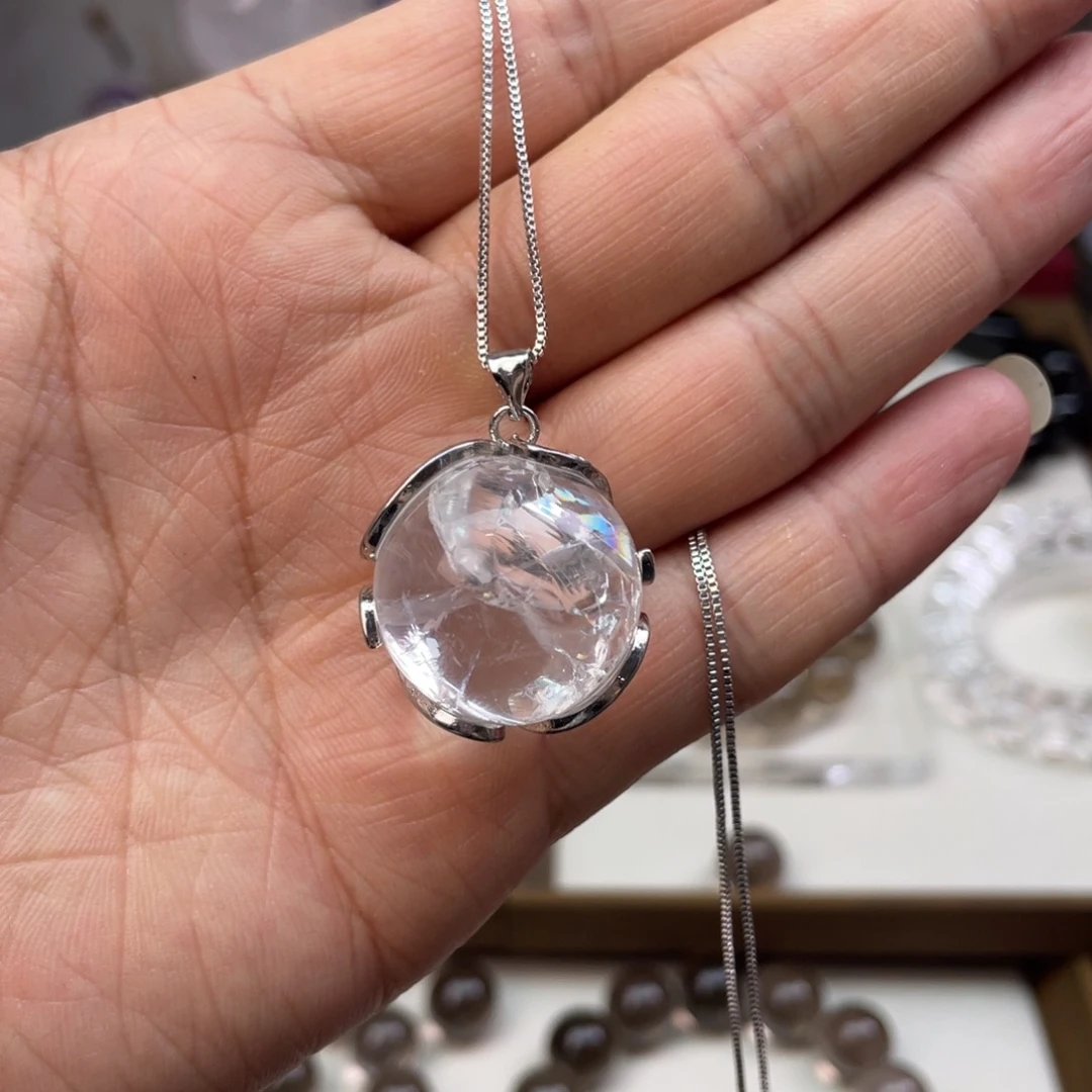 水晶银S925镶嵌毛衣链白阿塞毛衣链