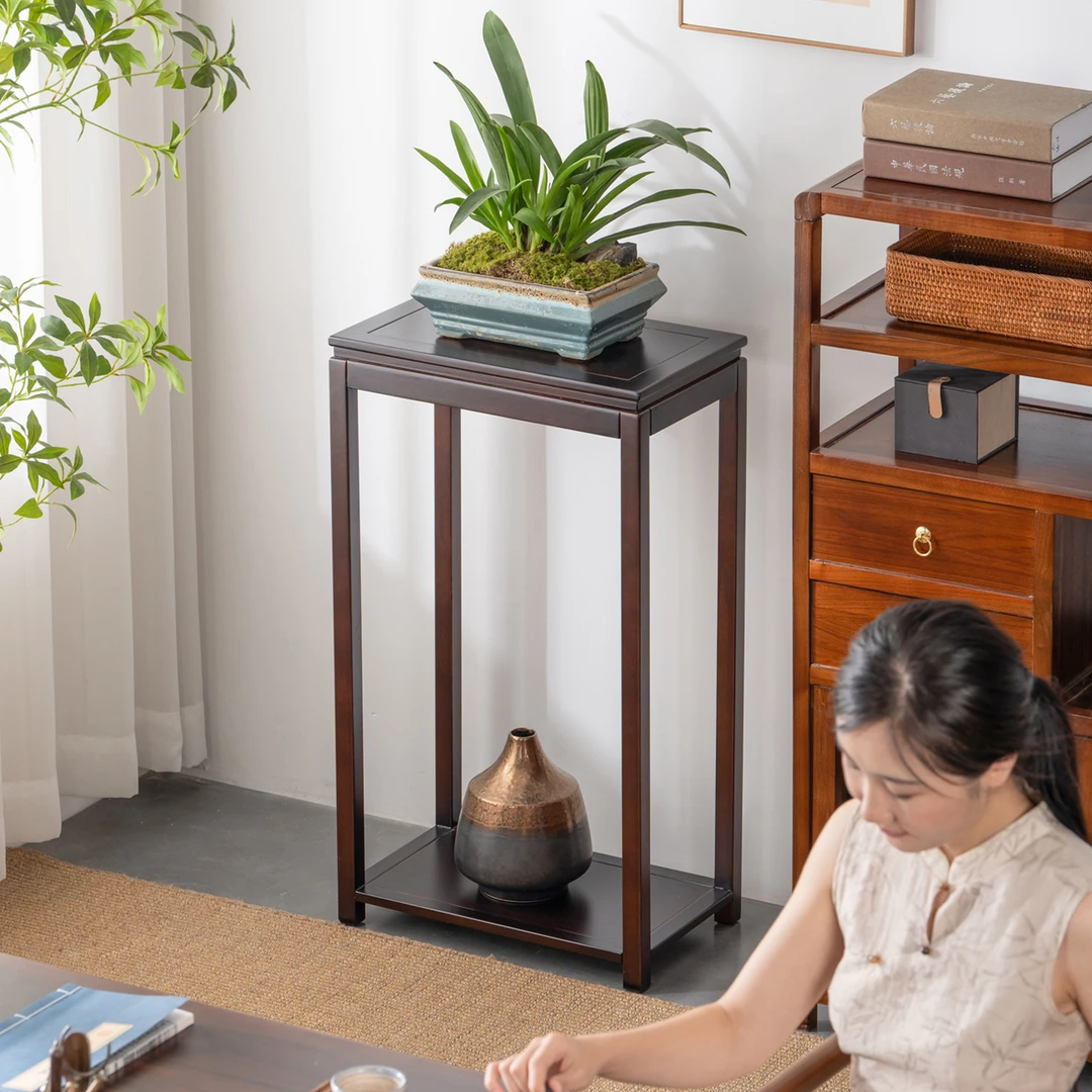 全实木长方形整装花架子花台家用落地置物架鱼缸架阳台盆景加长宽