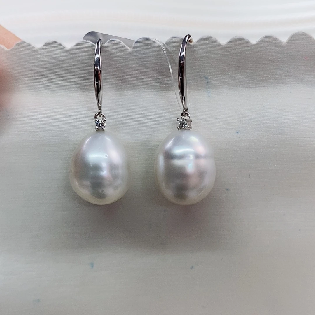 银S925镶嵌耳饰海水珍珠12-13