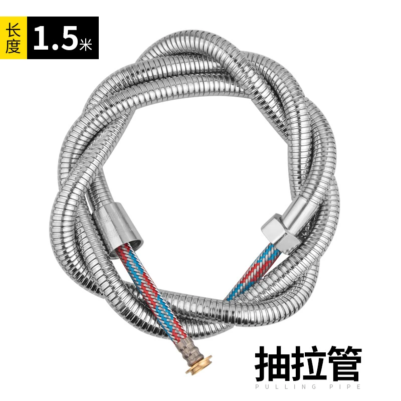 不锈钢金属双扣淋浴花洒软管 铜芯304头 1.5m花洒加密管厂家直销