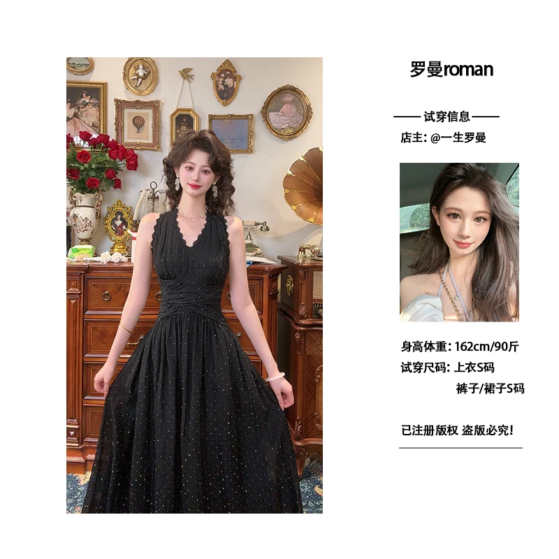 一生罗曼【夜宴】法式复古浪漫温柔优雅修身轻奢高级感连衣裙L1219