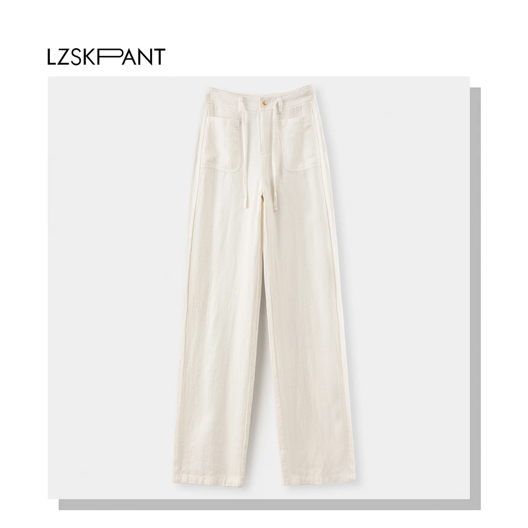 （李总说裤）新款高品质老钱风两色100亚麻裤长裤女裤85312