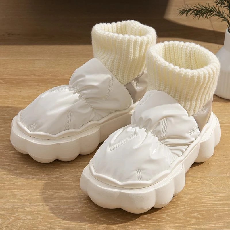 【万达撤柜】加拖鞋女秋冬厚季高包跟绒防滑防水暖高帮底外穿羽绒