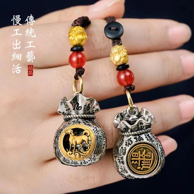 新款十二生肖钱袋钥匙扣挂件钥匙挂件可转动立体浮雕挂饰挂件精品