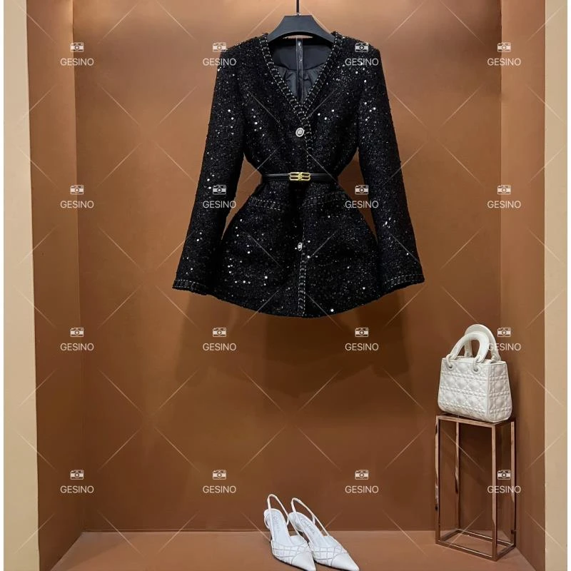 【悠悠】秋冬气质小香风时尚设计师中长款外套 QD-2025256