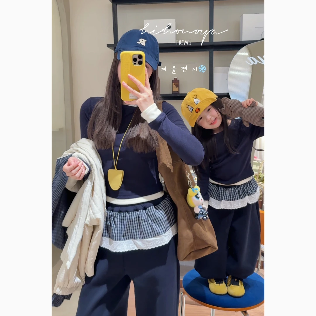 【贴合肌肤】十Hihoniya~2025秋冬亲子休闲基础假两件天丝柔软打底