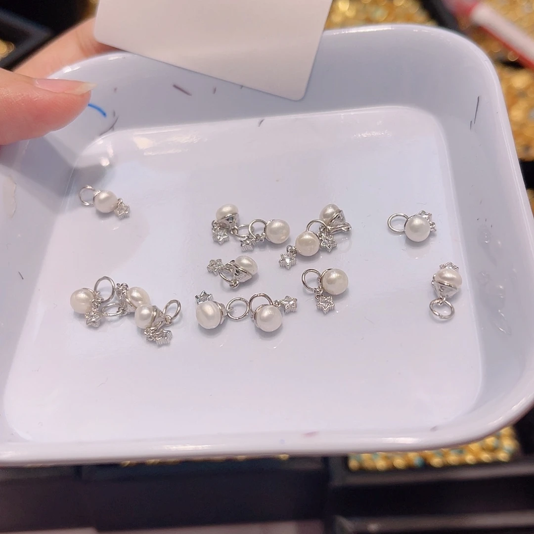 水晶珠宝半成品银S925镀金镶嵌154 。