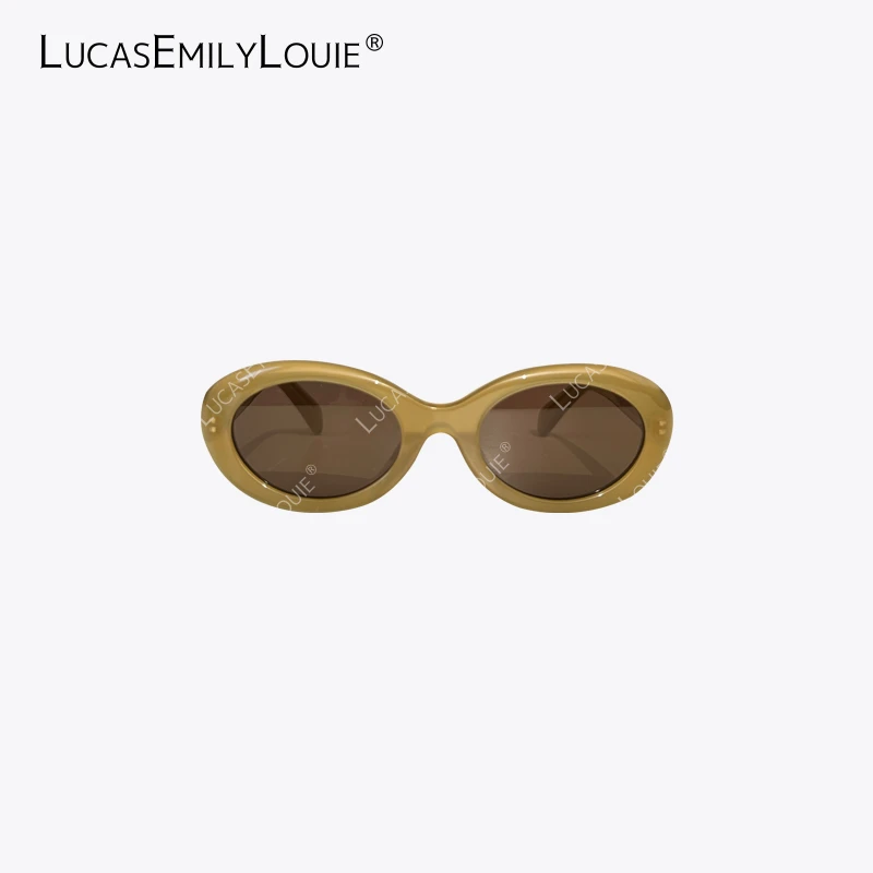 LUCASEMILYLOUIE「琥珀流光风」椭圆形太阳镜复古猫眼墨镜250005