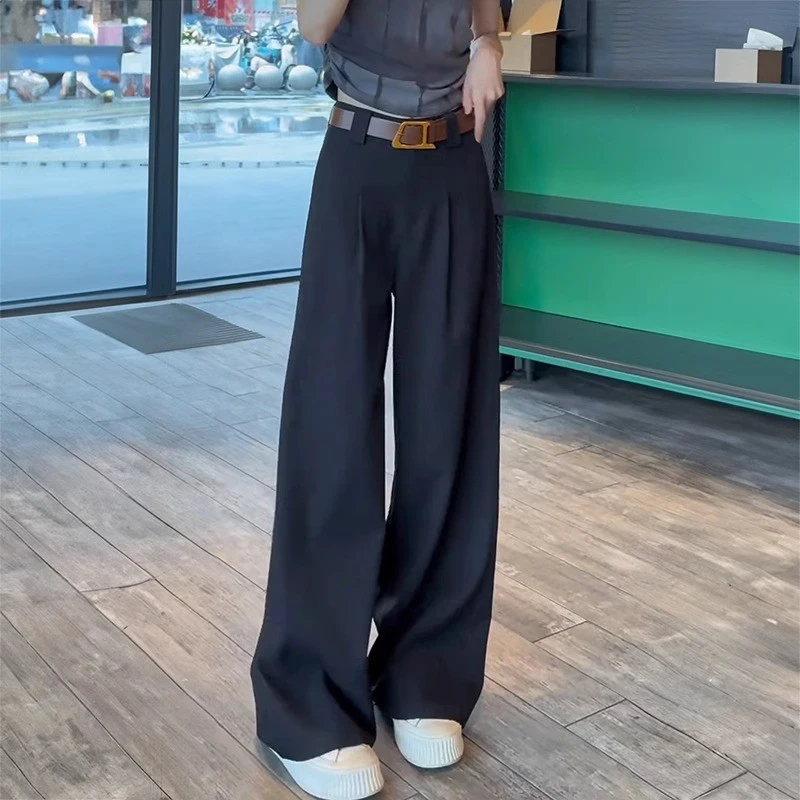 高级感垂感阔腿西装裤子女大码胖mm显瘦遮胯宽高腰小个子梨型身材