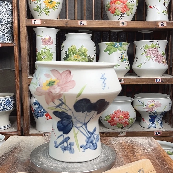 摆件高脚荷花陶瓷藤陶瓷陶瓷藤