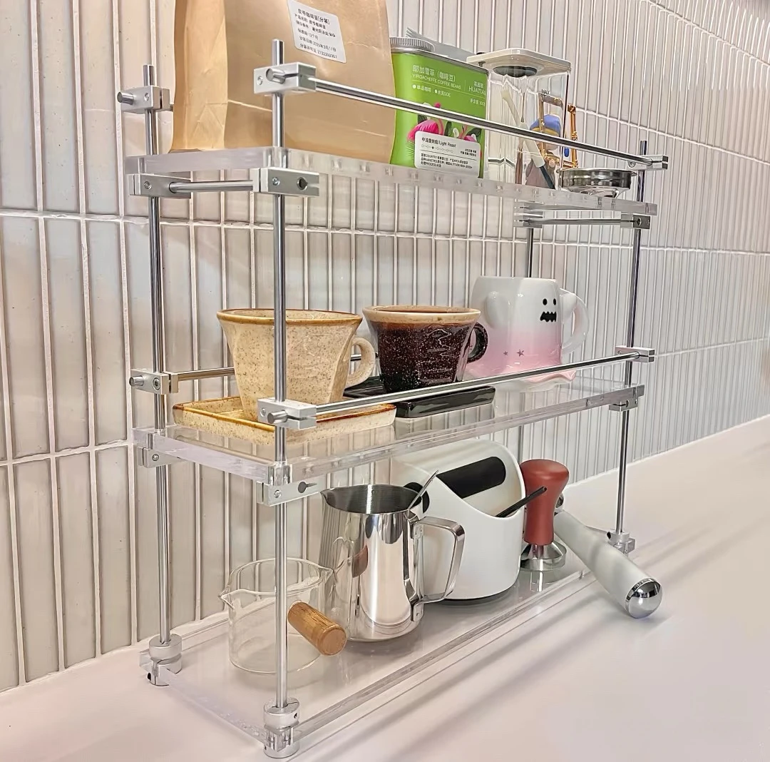 手搓光轴DIY杯架咖啡架置物架双面磨砂亚克力板长宽高400*150*420