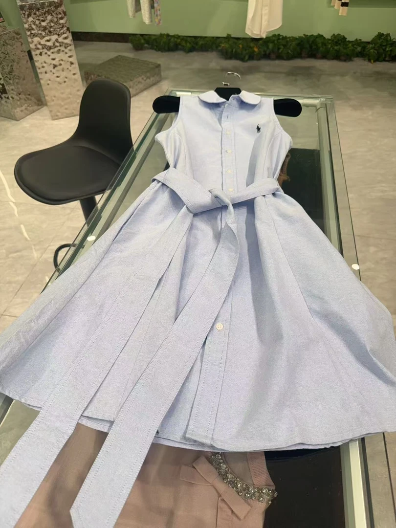 25夏款小马家蓝色腰带款无袖连衣裙