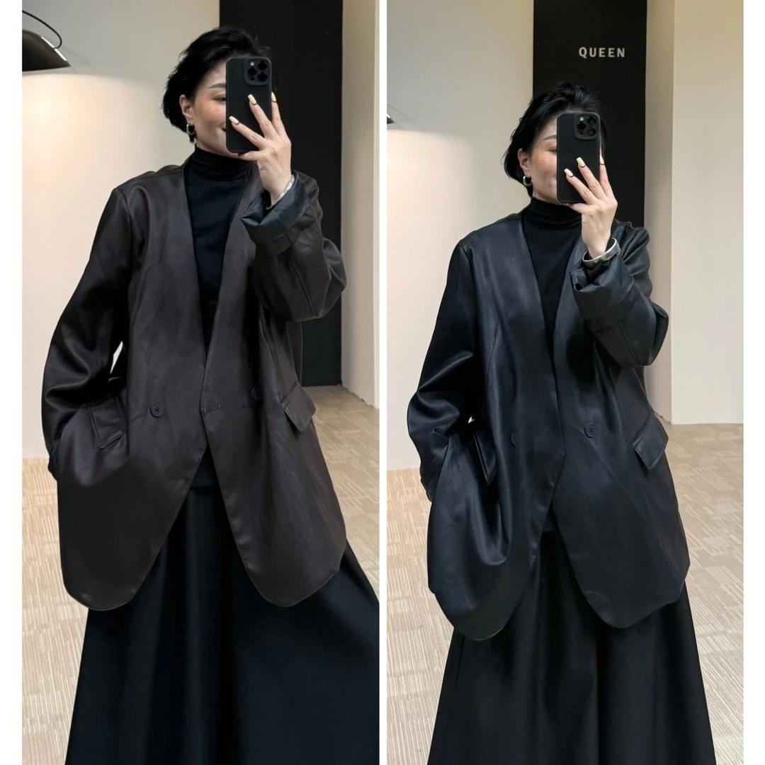 美丽定制极简无领皮衣170斤以内（23650）