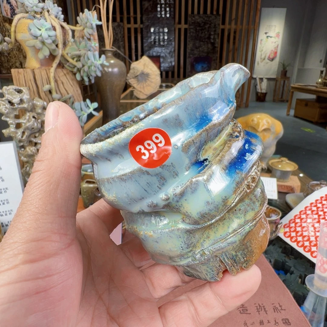 杯M*K399号何老师手捏柴烧红杯