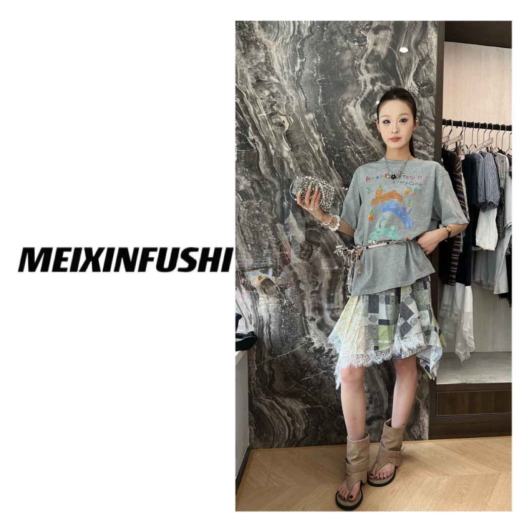 【Mei Xin】字母涂鸦编织绑带短袖/9121/D