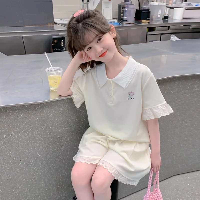 女童夏装套装2025新款洋气儿童装夏季时髦女孩休闲短袖短裤两件套