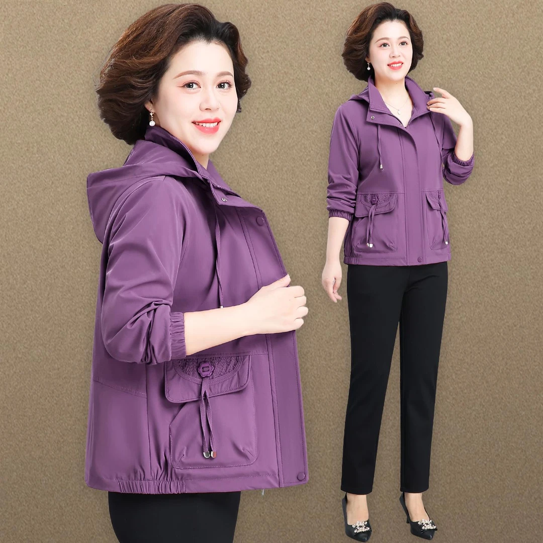 中年妈妈秋装风衣2025新款中老年妇女洋气外套春秋款老人秋天夹克