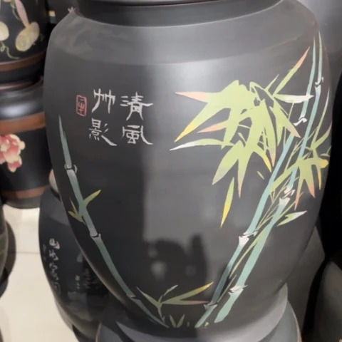 I建水紫陶三号缸彩填