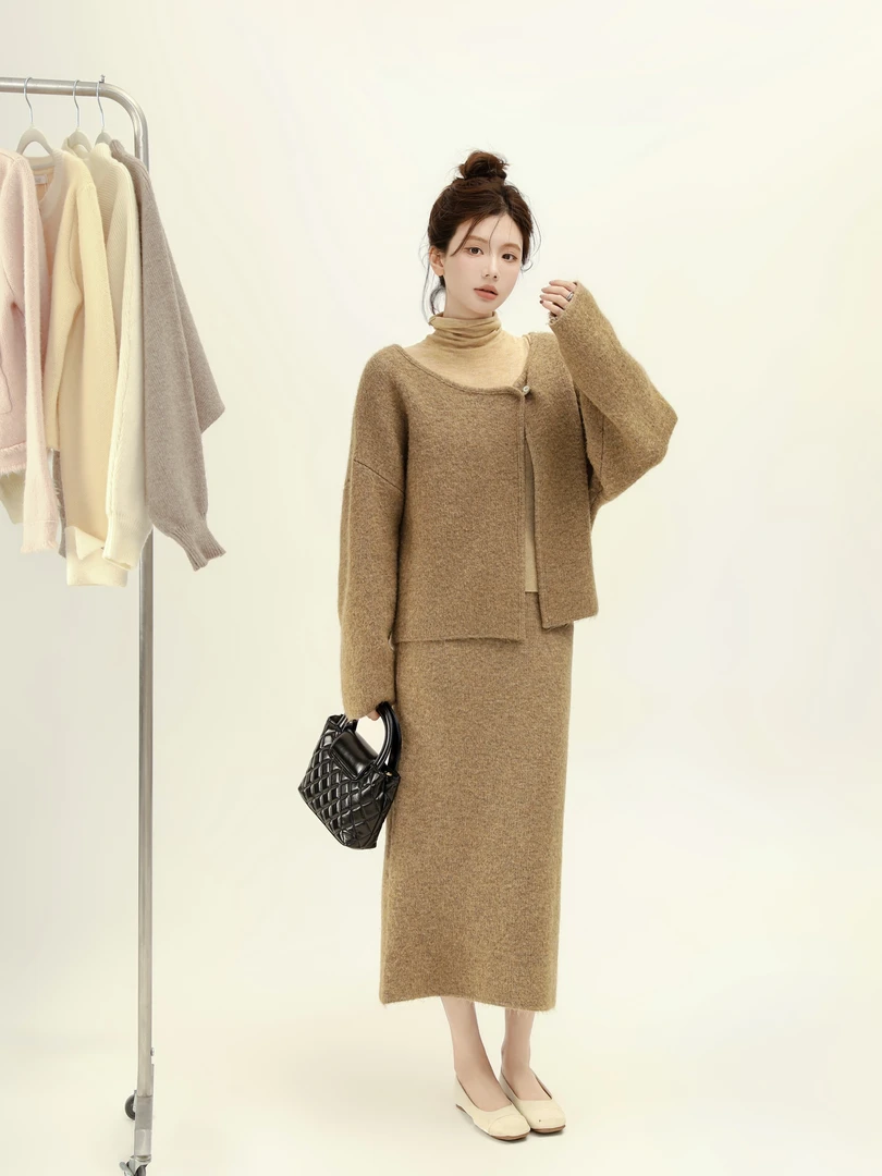 【芝士Cheese】热力感穿搭 慵懒韩系套装针织法式长款温柔显瘦高腰