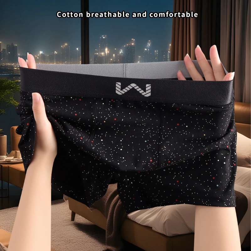 潮流男士棉质平角内裤男生舒适运动新款四角裤男生透气男款底裤杈