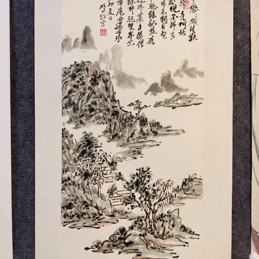 国画胡鸿超老师山水原作已托裱