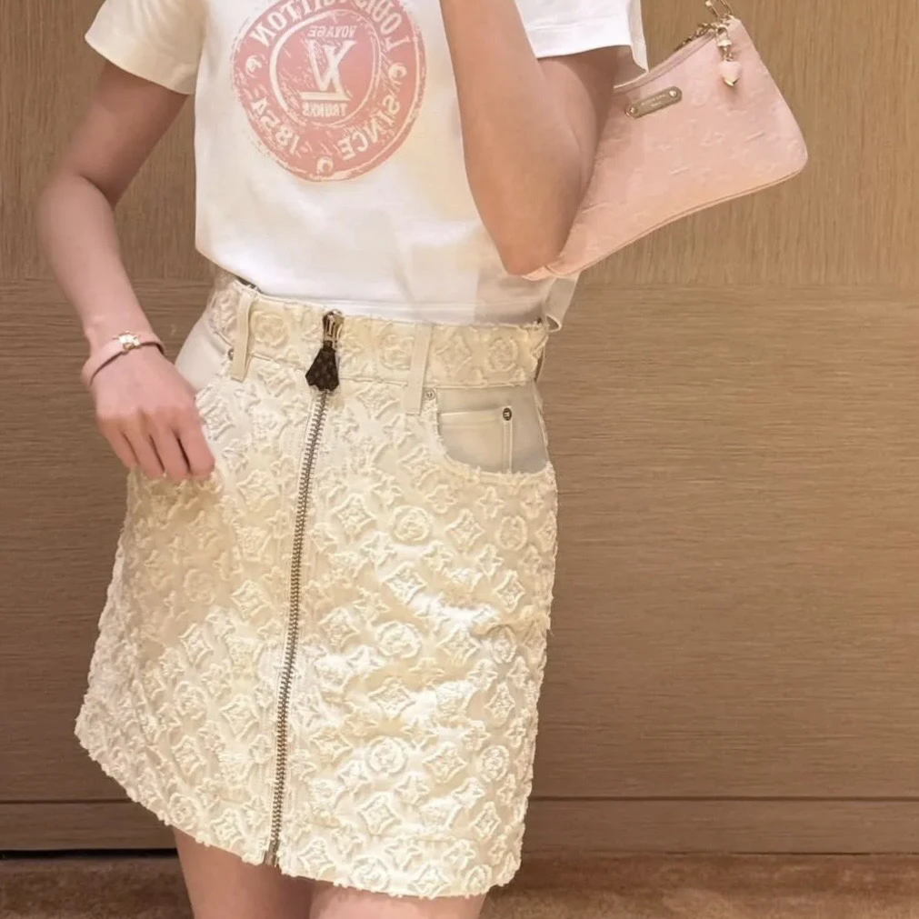 99新 LouisVuitton/路易威登 dec693 25新款满印拉链短裙 36码 棉