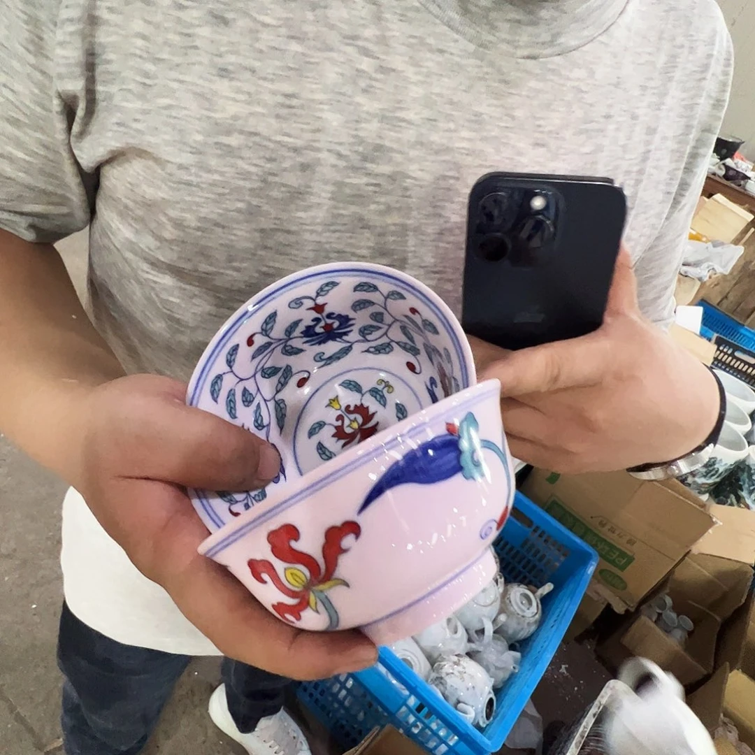 瓷片景德镇陶瓷红嘻嘻米饭碗2只（不挑画片）