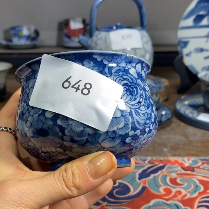 青花瓷景德镇手绘万花蝴蝶水杯