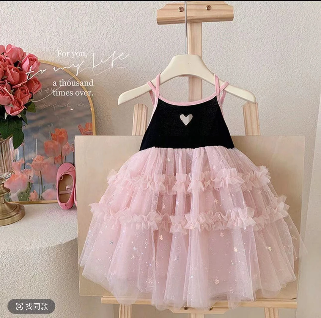 连衣裙夏季女童新款儿童韩版吊带裙女宝宝洋气超仙蓬蓬裙公主裙