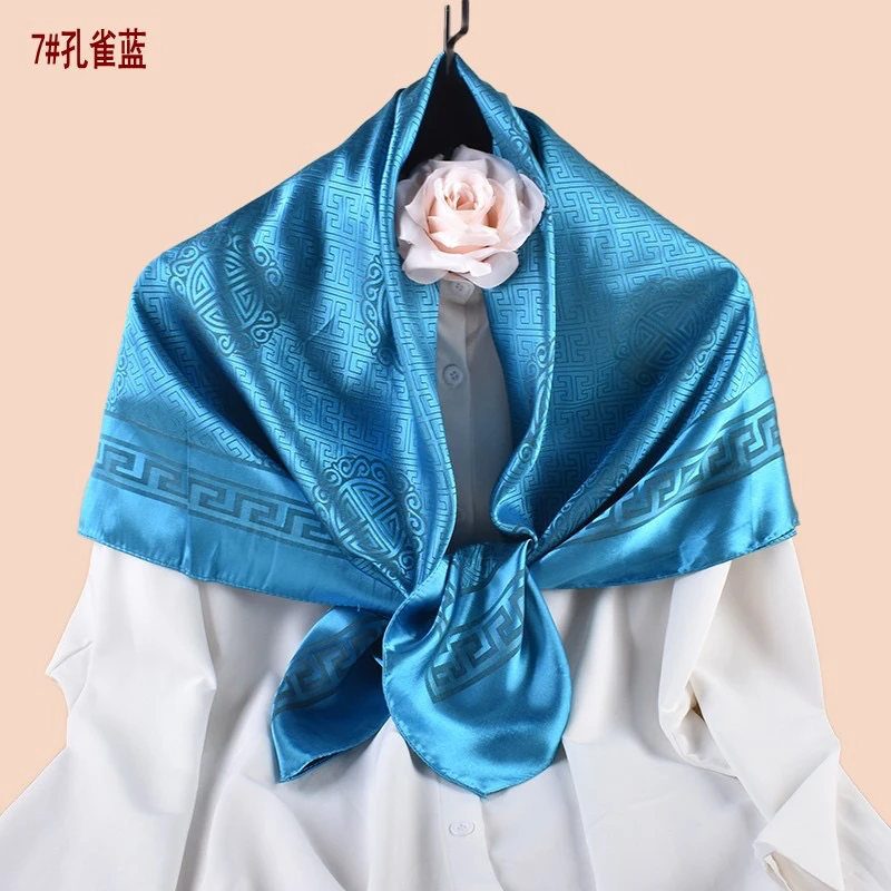2024新款欧美时尚几何环形印花丝巾防晒仿真丝围巾90提花方巾