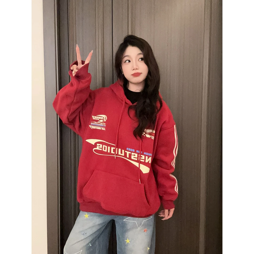HandSeven春秋重磅宽松百搭显瘦美式复古ins风秋冬情侣连帽卫衣