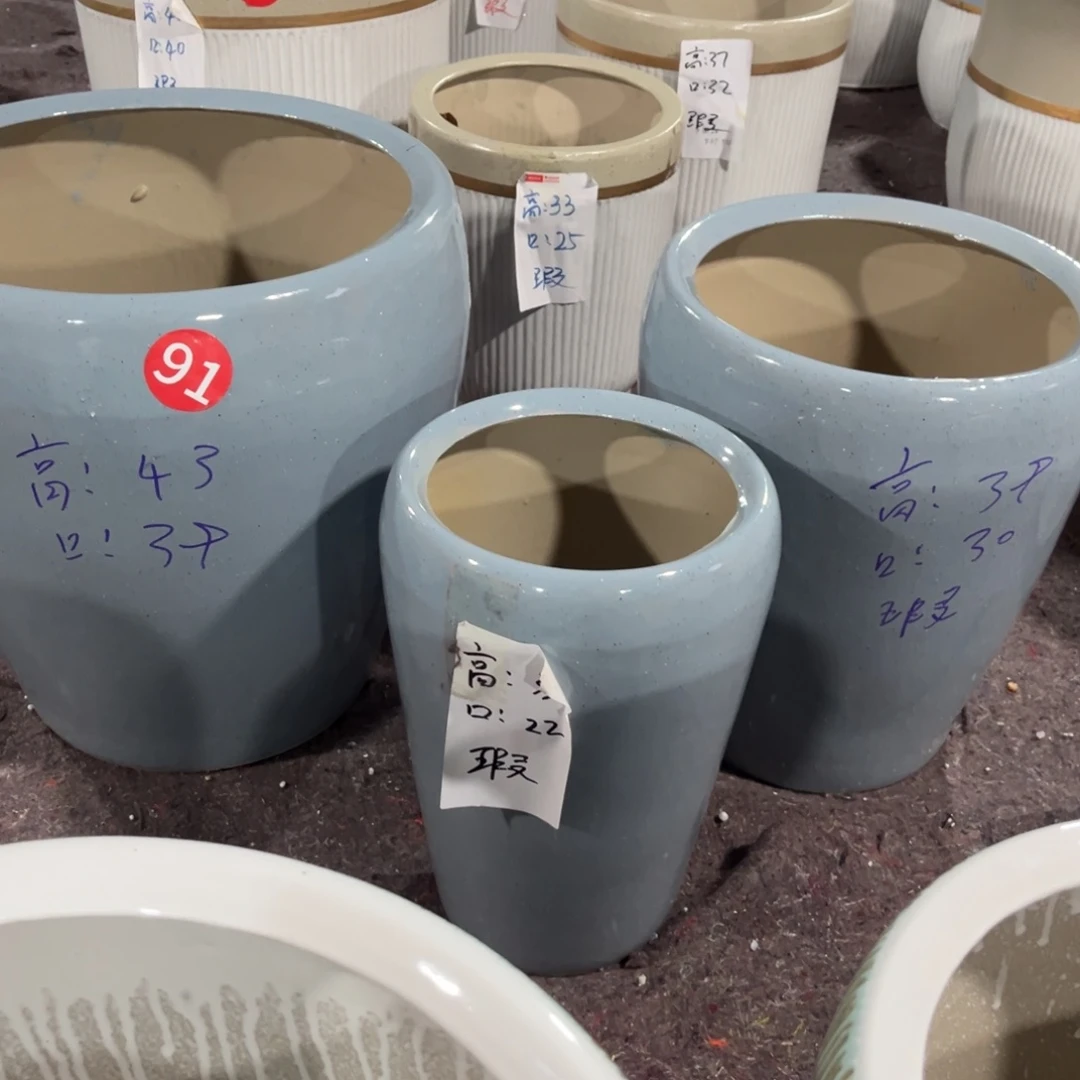 灰蓝苹果一套三个花盆