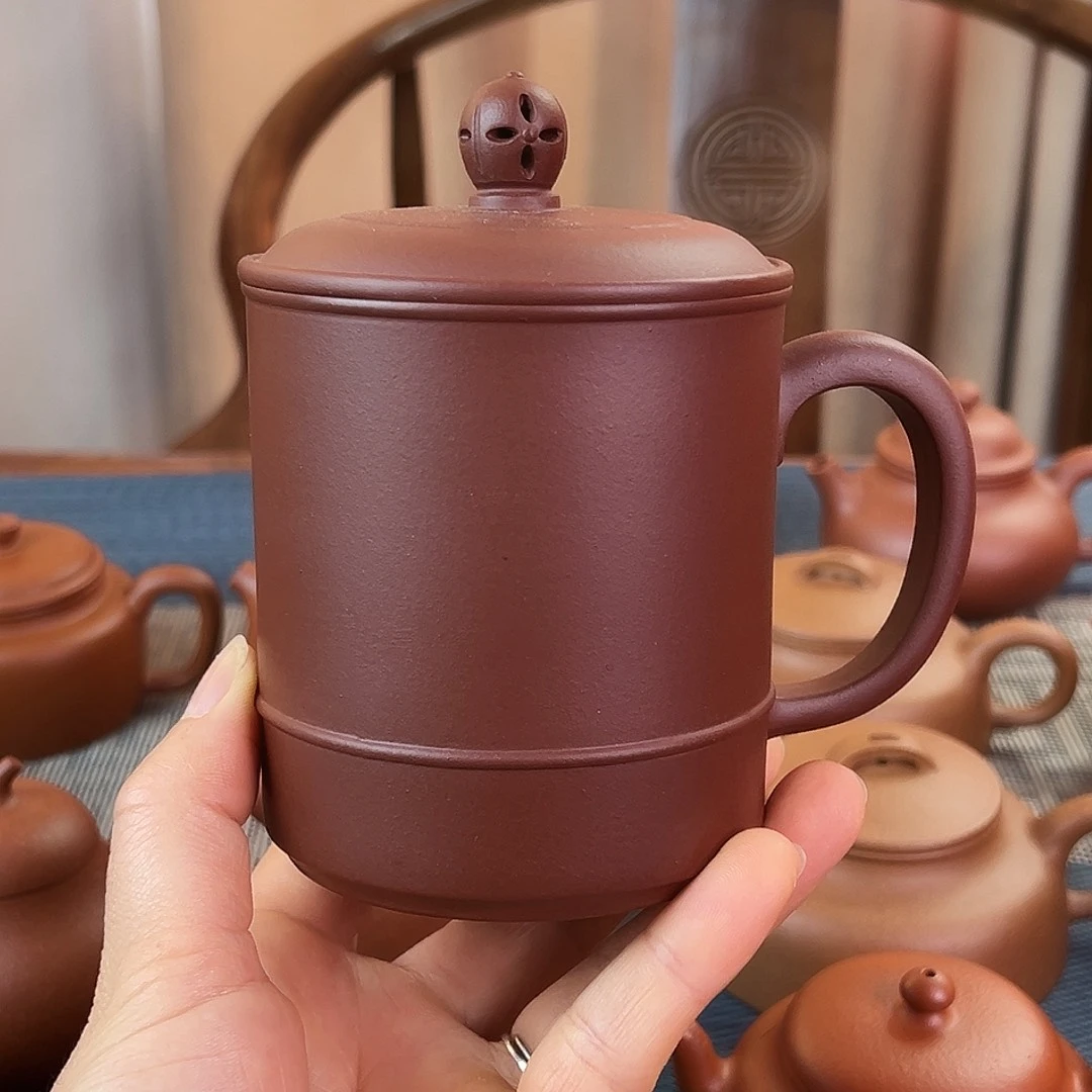 茶壶紫砂精品 办公盖杯 紫泥 360cc