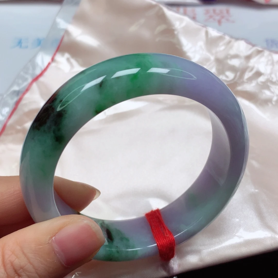 翡翠未镶嵌手镯紫罗兰飘辣阳绿宽版轮胎5556